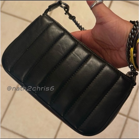 COACH Nolita 19 Soft Nappa Leather with Linear Quilting & Gunmetal Chain - Black - Picture 8 of 16